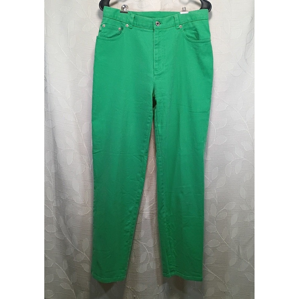 VTG Lauren Ralph Lauren Bright Green High Rise Straight Leg Jeans Size 10